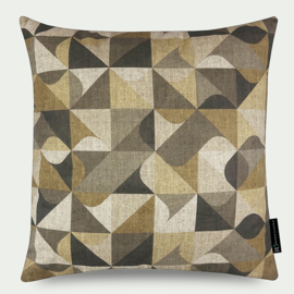 Kussen" Village" bruin, beige, katoen 50x50cm