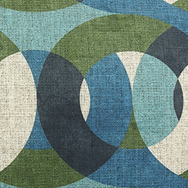 Kussen katoen groen, beige, blauw  "Green Village" 50x50cm