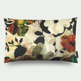 Kussen "Madras" velours, beige, zwart, rood, bruin, 60x40cm
