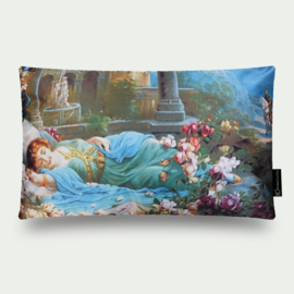 Kussen "Sleeping Beauty" satijn, rozen, kleurrijk 40x60cm