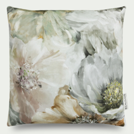 Kussen "Lani" bloemen, pastel, creme, licht grijs, 55x55cm