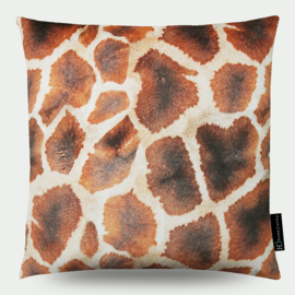 Kussen "Giraffe" velours, beige, bruin, steenrood 50x50cm