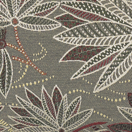 Kussen "Plants Paule" legergroen, creme, okergeel, rood  60x40cm