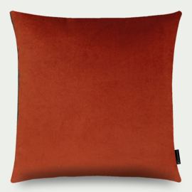 Kussen velours oranje-bruin, steenrood 55x55cm