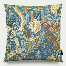 Sierkussen "Emiko" Japans blauw, beige  55x55cm