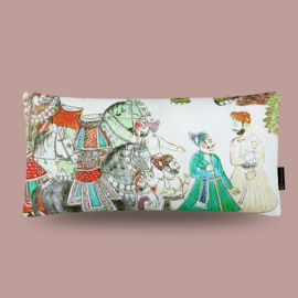Sierkussen katoenmix, creme, India "Indian travellers" 35x65cm