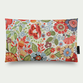 Kussen  gobelin, gebloemd, roze, groen, creme "Retro Garden" 60x40 cm