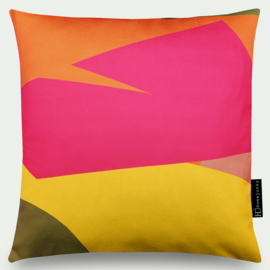 Sierkussen roze, geel, oranje 45x45cm
