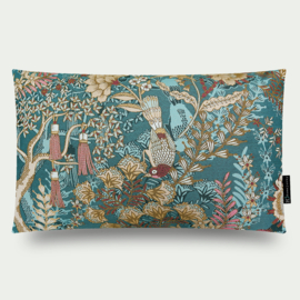Sierkussen "Emiko" Japans blauw, beige  60x40cm