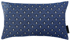 Sierkussen jacquard "Fan Blue-Gold" 50x30 cm