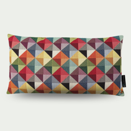 Kussen "Triangle" rood, groen, blauw, geel, gobelin 30x50cm