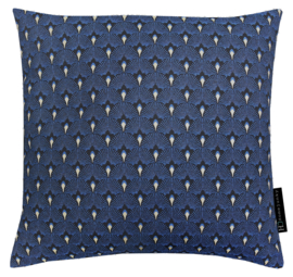 Sierkussen jacquard "Fan Blue-Gold" 50x50 cm