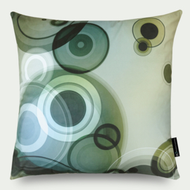 Kussen "Bottles" groen, beige, zwart, velours 55x55cm