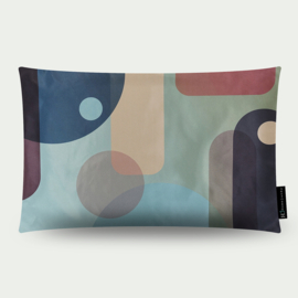 Kussen "Roaring.2" satijn, velours, aubergine, donker blauw, beige, groen 60x40cm