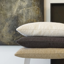 Kussen "Champaign" creme, boucle, effen, 50x30cm