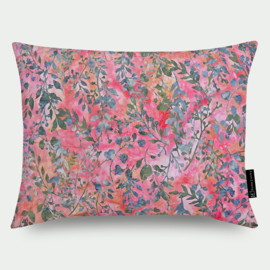 Kussen  rood, roze, cerise, bloemen, Batik 50x40cm