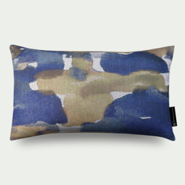 Kussen "Drifting"  donkerblauw, bruin, 50x30cm