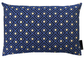 Sierkussen jacquard Square "Fan Blue-Gold" 60x40 cm