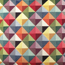 Kussen  rood, groen, blauw, geel  "Triangle" 50x50cm
