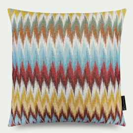 Kussen bruin, beige, oker, blauw "Guana" 50x50cm