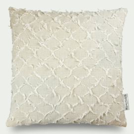 Kussen "Tropea" beige, katoenmix, velours 55x55cm