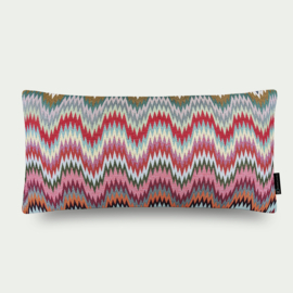 Sierkussen jacquard rood, roze "Zigzag" 65x35cm