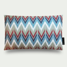 Kussen velours, beige, donker blauw, rood, creme "Java Gold" 60x40cm