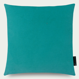 Kussen effen velours turquoise 45x45cm
