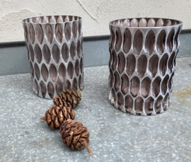 THEELICHTHOUDER ZILVERKLEURIG DIA 11,5 X 15 CM HOOG