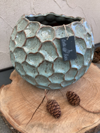 POT GEGLAZUURD GROEN KERAMIEK GROOT DIA 28 CM