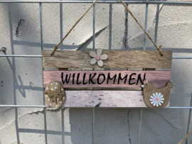 HOUT DECO HANGER NR 138-140 met WILLKOMMEN