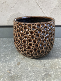 BLOEMPOT DROPS BELLY BROWN D17 H 15 cm