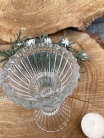 KANDELAAR RIBBEL HELDER GLAS DINER- WAXINELICHT 2 DLG