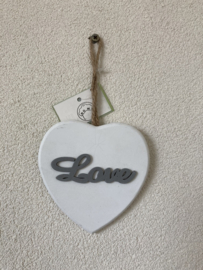 HOUTEN HART WIT MET TEKST LOVE