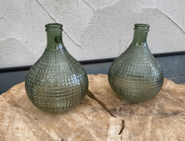 Sfeervolle Bolvaas Geblokt Groen Glas 16 cm