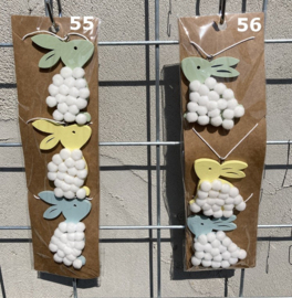 HOUT DECO HANGER NR 55-56 PASTEL HAASJES MET PLUCHE 3 stuks