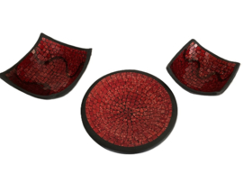 MOZAÏEK SCHAAL ROOD ROND 38 cm