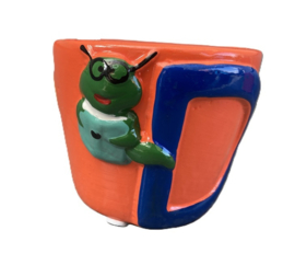 MINI BLOEMPOTJES MET LETTERS EN DIERTJE VOOR KINDERKAMER