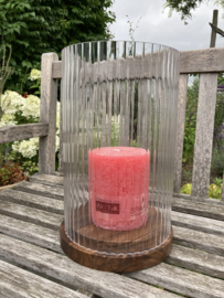WINDLICHT LUXE XXL RIVERDALE LIZE 40 CM HOOG Geribbeld glas & Hout