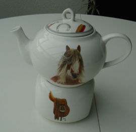 THEEPOT EN THEELICHT THEMA PAARDEN