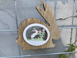 HOUT DECO HANGER NR 150 KONIJN DAARIN WEER KONIJN