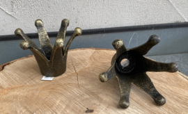 GIETIJZEREN KROONTJE WAXINELICHTHOUDER GOLDLOOK