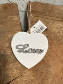 HOUTEN HART WIT MET TEKST LOVE