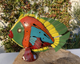 VIS GOERAMI GROOT METAAL HANDMADE met waxinehouder 36x44 CM