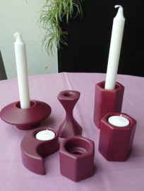 WAXINELICHTJES EN KANDELAAR 6 DESIGN BORDEAUX