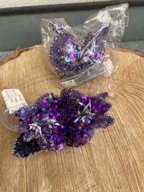 DECO GRANAATAPPEL PURPLE MET GLITTERS 6 stuks