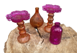 Sfeervolle Bolvaas Geblokt Amber Glas 16 cm