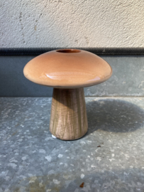 Vaasje Paddenstoel Champignon bruinbeige 9,5 cm