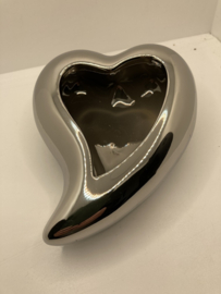 HART ZILVER GEGLAZUURD PLANTENSCHAAL SMALL 16 CM