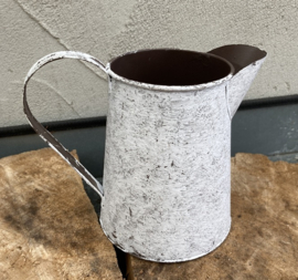 FLOWERPOT BROCANTE SCHENKKAN DECORATIE MET PRINT VOGEL WIT 15 cm